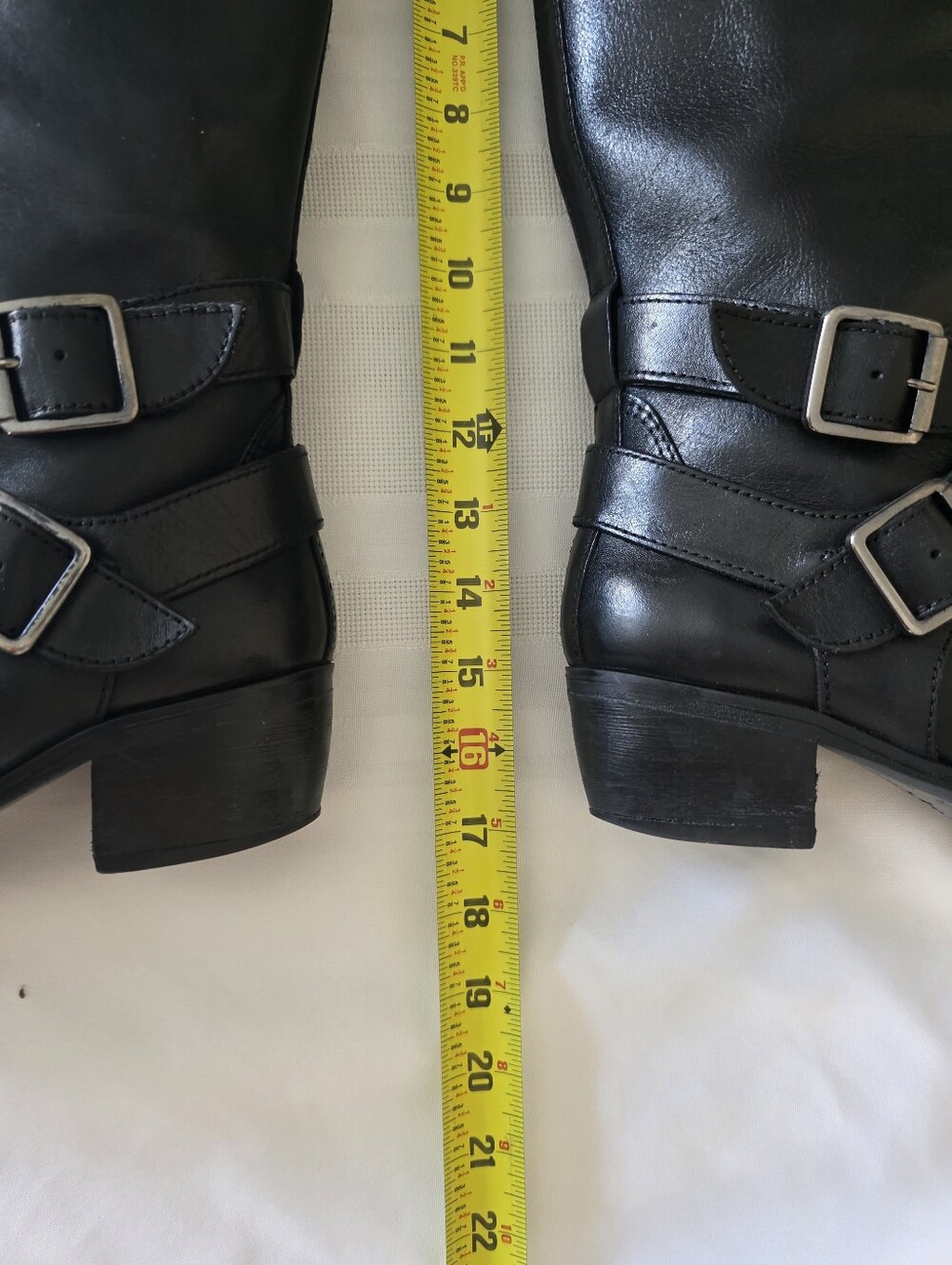 Nurture Black Leather Mid Calf Heeled Boots with Buckle Straps Size 8 - Picture 13 of 13